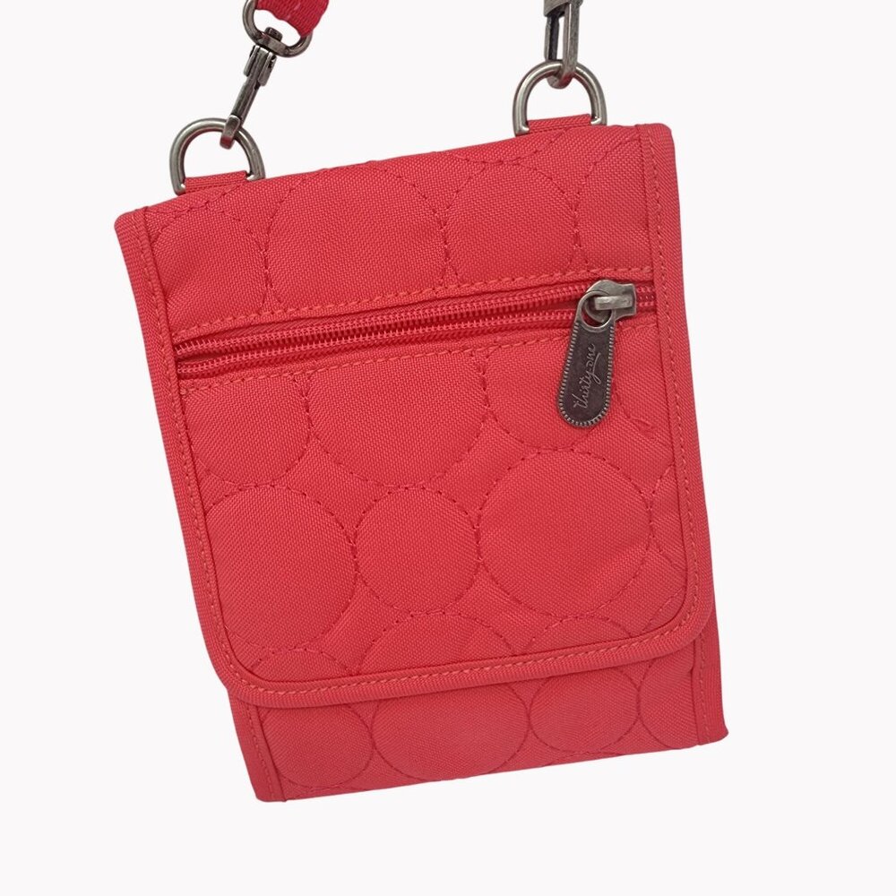 Thirty One Coral Quilted Crossbody Wallet Adjustable Strap 5x7 Purse New